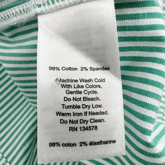 Vinyard‎ Vines Striped Pintuck Long Sleeve Top in Stripe Seawall Green Size S - Picture 10 of 11